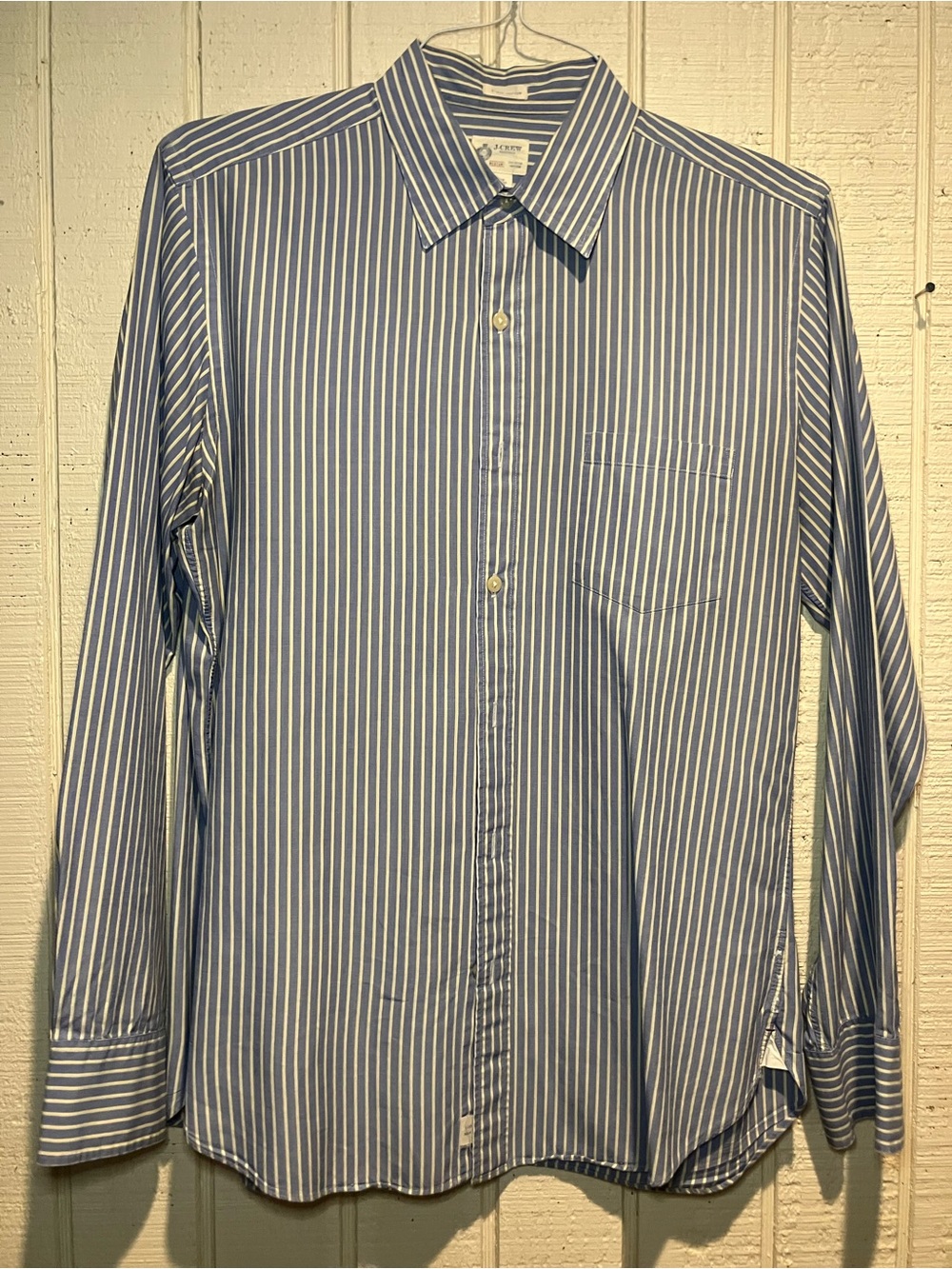 J. Crew Blue and White Vertical Stripe Dress Shirt